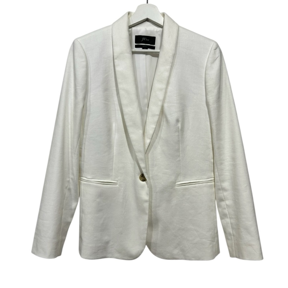 J. Crew Parke Blazer White Linen Classic Tailored Old Money Minimalist Fitted 6 - Picture 2 of 12